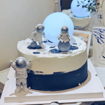 Astronaut Birthday Cake Adornment Net Red Luminous Lunar Light Astronauts Swing Piece Cool Planet Moon Plugins