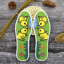 Hongyun Rose cross stitch insole embroidered semi-finished chicken catching insects hand embroidered seven-layer printed cotton cloth