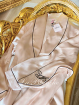 Paris Xiaogui woman weighs in Du family A* P nude pink real silk pyjamas sleeping robes sexy medium long spring and autumn home clothes