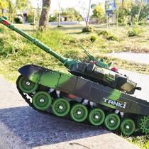 Large remote control tank crawler metal can fire projectiles against electric model childrens toy car boy