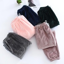  Large thick flannel trousers Autumn and winter size couple coral womens pants womens velvet mens warm loose pajamas home