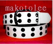  Personality mens belt trend white rivet belt Korean pants belt needle buckle head hole punk womens pants belt