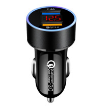 New Qualcomm qc 3 0 car charger digital display car charge Fast Charge Dual USB car charger pd qc3 0 car charger