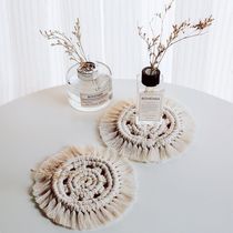 Nordic ins pure hand woven tassel coaster placemat insulation pad Bowl pad Simple coffee cotton thread production