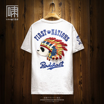 Tide brand short-sleeved National Tide Indian Panda short-sleeved T-shirt Mens Japanese Harajuku style sports T-shirt lovers half sleeve