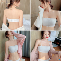 Strapless ultra-thin underwear womens summer gathering non-slip white wrap-up chest small non-steel bra bra