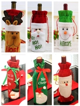  Christmas Santa Claus Christmas tree Champagne red wine bottle gift gift bag Package hall creative decoration bag
