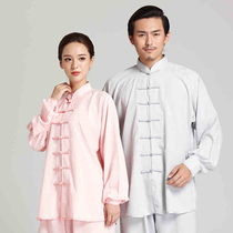 Cotton and hemp tai chi clothing mens and womens Chinese style summer middle-aged and elderly Tai chi clothing practice clothing Martial arts performance Tai Chi clothing