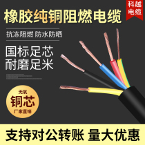  YC rubber cable copper core national standard soft wire 2 3 4 core 1 2 5 4 square household outdoor pure copper sheathed wire