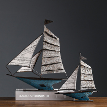 European creative retro sailboat ornaments wrought iron model home living room study wine cabinet TV cabinet decorations gifts