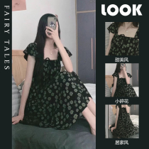 Summer sweetness Broken Flowers Snowspun Harnesses Sleeping Dresses Flying Sleeves Pyjamas Women 2022 New Home Clothes Dress Dress