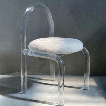 Makeup Chair Bedroom Net Red Crystal Acrylic Backrest Dining Chair Designer single organic glass Civil live-in dressing chair