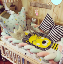 Nordic wind ins baby bed circumference braids Nordic long bed guardrail childrens room anti-collision twist bed can be fixed
