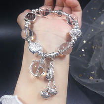 Evil spirits prevent villains help school Brazil imported natural white crystal 925 sterling silver fashion atmosphere personality bracelet for women