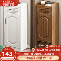 Very narrow solid wood color small shoe cabinet household entrance simple modern outdoor aisle elevator shoe rack