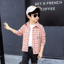 Boys  shirts Summer short-sleeved childrens loose plaid shirts new middle and large childrens thin models Korean version sunscreen long-sleeved handsome
