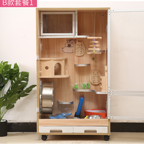 Chinchillo cabinet cage household solid wood fir ecological board villa with air conditioning luxury blind date cabinet chinchillo cage smell Pet Pavilion