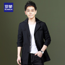 Romon official windbreaker men 2021 Spring and Autumn New Korean trend handsome coat jacket casual men jacket Black