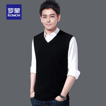 Luo Meng sweater vest men V collar Spring and Autumn New sleeveless pullover inside sweater youth waistcoat mens waistcoat
