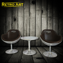 Hand-made rivets British space aluminum metal palmed aluminum leather swivel chair wine cup chair retro computer turn chair
