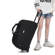 Duffle bag with pulley large capacity travel bag pull rod short-distance hand tow bag foldable waterproof light business boarding