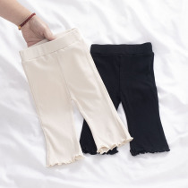 Girl Beats Bottom Pants Pure Cotton Baby Casual Pants Han Edition Fashion Baby Horn Pants 2022 Ocean Air Spring Autumn Thin
