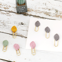 Leaf imitation gold paper clip small stationery office supplies hand account bookmarks metal paperclip brooch decoration 3 pieces