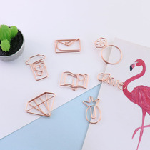 Plated rose gold creative styling cute paper clip large office supplies metal paper clip hand account decoration