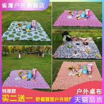 Panda tablecloth thickened barbecue outing cloth tablecloth plastic picnic picnic outdoor edge waterproof mat disposable Beach