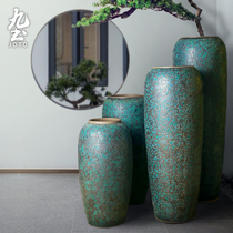 Floor-to-ceiling ceramic large vase Chinese ornaments living room hotel lobby retro kiln flower transplanter home soft decorations