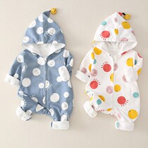  Newborn baby clothes Spring and autumn childrens autumn suit one-piece outdoor hugging clothes super western style mens and womens baby spring clothes