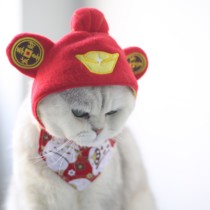 Pet cat headgear lucky hat New year tiger headdress festive cute dog Teddy selling cute fortune hat