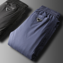 Winter high-end warm down cotton pants mens outdoor windproof waterproof thick warm pants mens straight casual cotton pants