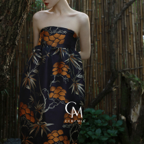 Xiaolu Miya Pine series of ancient silk jacquard Chinese bandeau cheongsam vacation skirt morning robe photo small dress summer