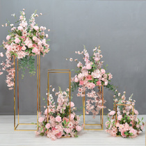 Wedding props high-grade electroplating geometric Road introduction simulation flower decoration Hotel ktv jewelry store gold shop window decoration