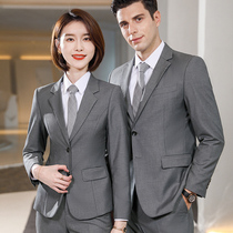 BYD Work clothes for Spring and Autumn Womens Western suit Suits Career Tooling men and women Grey Suits for sale Interview Positive Dress
