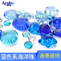Fish tank ornaments glass beads aquarium landscaping sand colored stone fish tank bottom sand colored blue glass sand