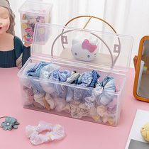 Transparent dust-proof jewelry box hair accessories storage rubber band hair clip grasping clip large intestine ring dressing box large-capacity jewelry storage box