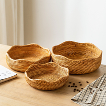 Modern housewife Vietnamese rattan storage basket handmade woven basket fruit basket snacks sundries steamed bread desktop storage basket