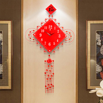 Chinese knot Chinese style creative living room wall clock large Chinese decoration modern clock silent quartz clock watch Wall watch
