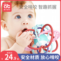 Baby teether molar stick Manhattan hand grab ball Baby silicone toy can be boiled bite bite glue anti-eating hand artifact