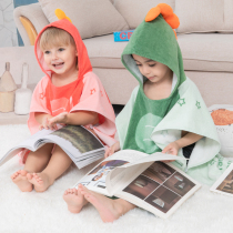 Yongsheng childrens bathrobe cotton towel baby bath towel with Cape for boys and girls can wear small dinosaur summer