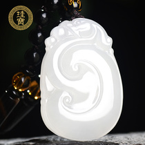 Guibao Xinjiang Hetian Jade mutton white jade pendant womens jade necklace natural jade jade pendant men