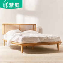  Nordic rattan art ins wind rattan bed Creative natural rattan bed and breakfast furniture Master bedroom 1 5m1 8m inn double bed