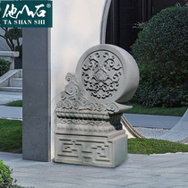 Stone carving door Pier stone gate pier drum stone natural stone green sandstone villa courtyard door ornaments customized