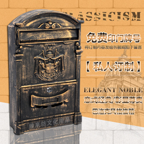 European villa mailbox indoor and outdoor cast aluminum anti-rust letter box iron waterproof rainproof retro nostalgic garden mailbox
