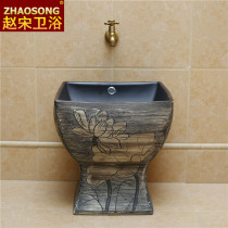 Retro new Chinese ceramic one square mop pool toilet large mop pool balcony mop slot room outdoor