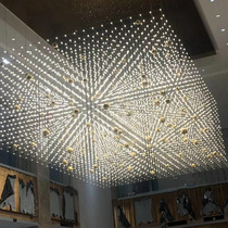 Large-scale project with golden ball light cubic chandelier rectangular sand table shopping mall custom hotel lobby full of star lights