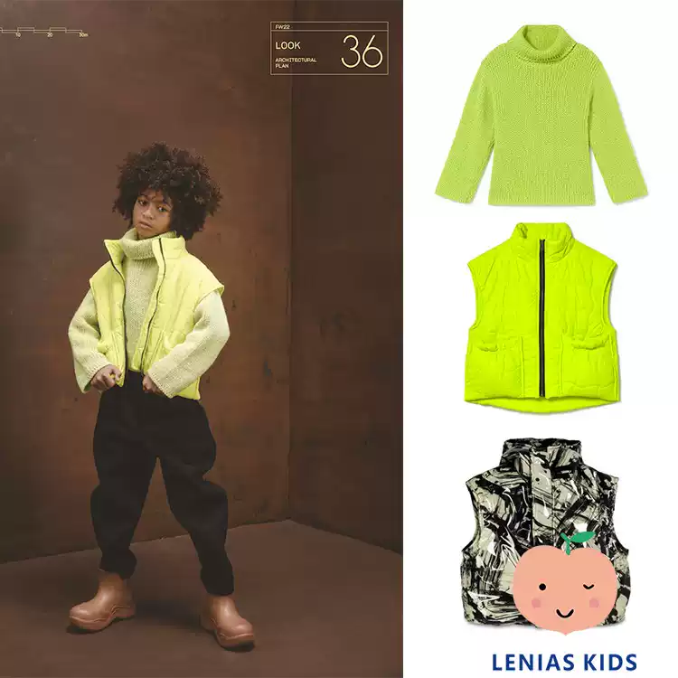 lenias LN家LCF22AW秋冬儿童时尚百搭高领毛衣+马甲