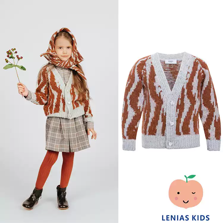 lenias LN家paade mode21AW秋冬马海毛撞色保暖开衫